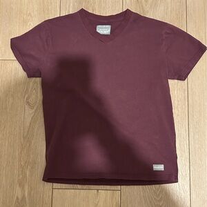 Hollister Burgundy Mens V-Neck Short Sleeve T-Shirt XS